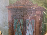 Detail of portrait background during the conservation process